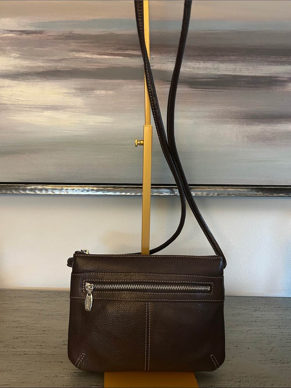 Tignanello Dark Brown Pebble Leather Crossbody EXCELLENT CONDITION 9.5x7.5